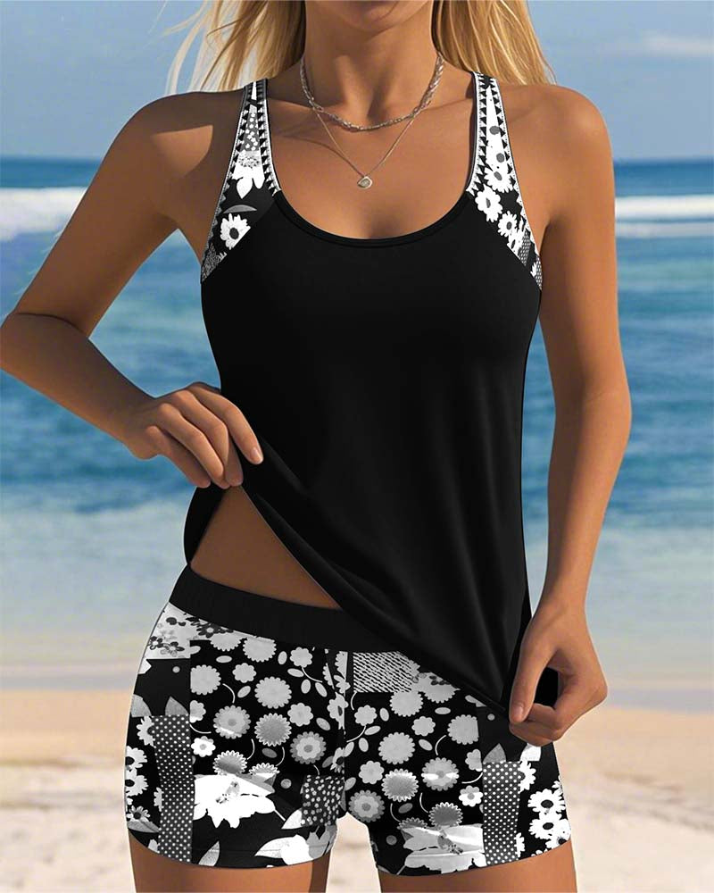 Colette - Tankini with Printed Boxer