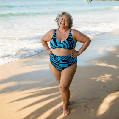 Annette - Striped Two-Piece Swimsuit